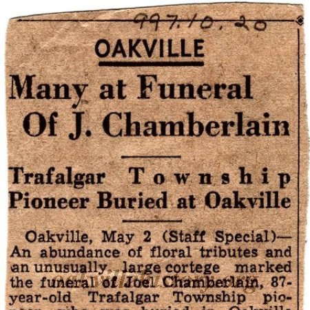 Obituary of Jackson Chamberlain's father - 1936
