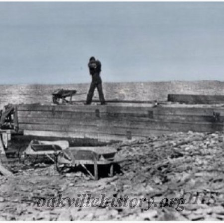 Building the pier at the foot of First Street