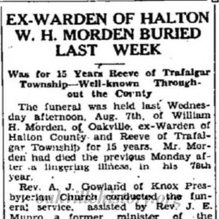 William Morden Obituary - 1940